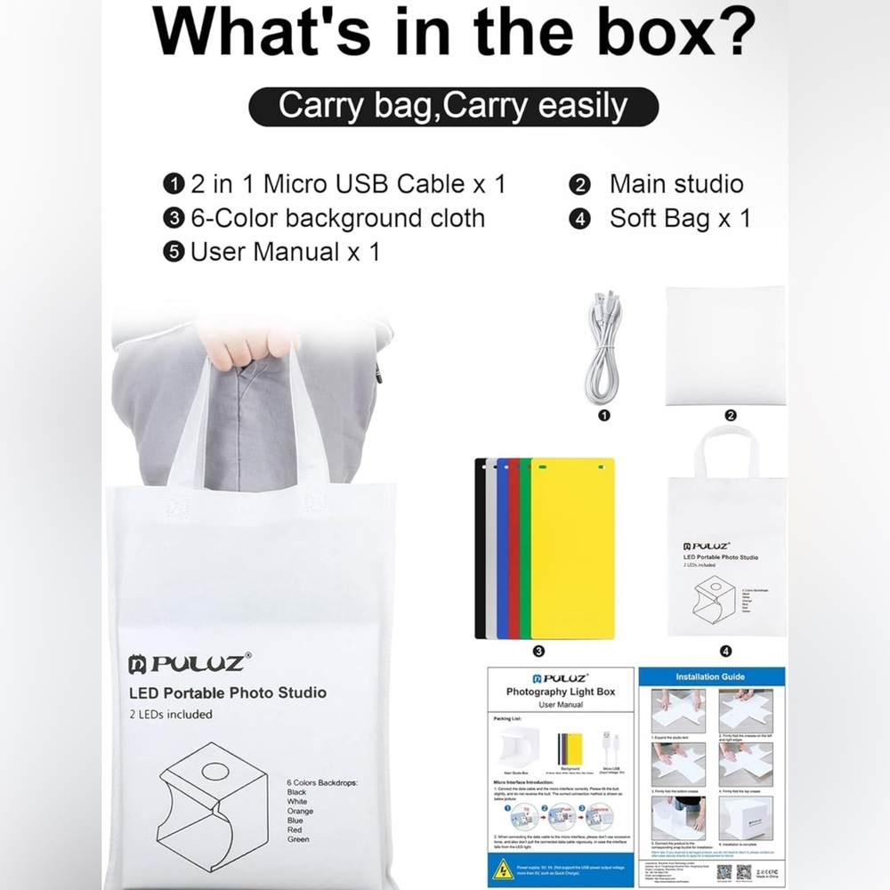 Photo Studio Box with LED Light & Multiple Backdrops - Picture 6 of 6